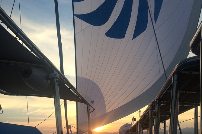 Catamaran sailing at sunset with tapas Palma de Mallorca - Sailing toward Cala Vella