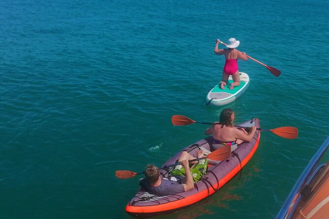 Full day private yacht from lagos with drinks, tapas, paddle boards and kayak - A relaxed onboard setup