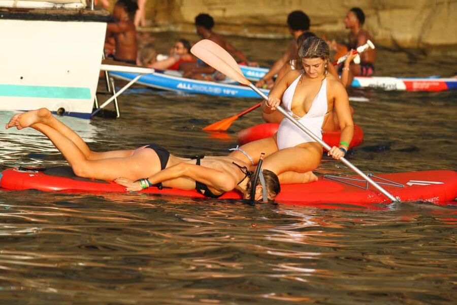 Ibiza: Sunset Boat Tour with Water Sports, Open Bar & Tapas - Port D’Es Torrent is the active part of the evening