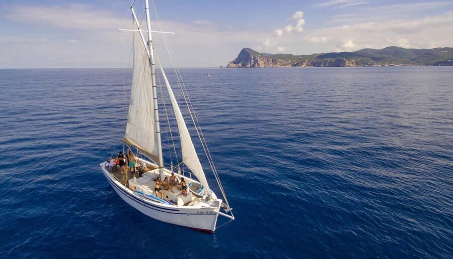 Ibiza: Sunset Private Sailboat with Tapas & Premim Open Bar - Cala Bassa brings the active part first