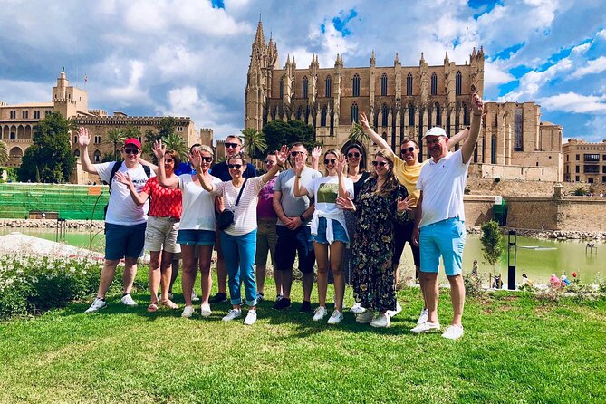 Palma de Mallorca Bike Tour with tapas - City hall, an old olive tree, and Passeig des Born