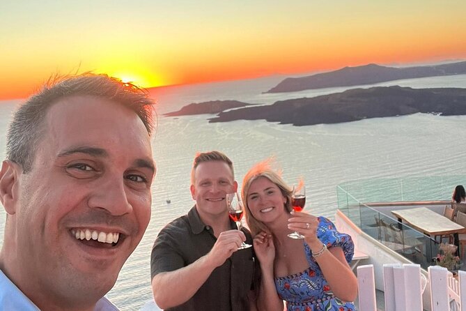 Sunset Santorini Wine Best views 2 Wineries and Tapas - Venetsanos Winery, wine above the caldera